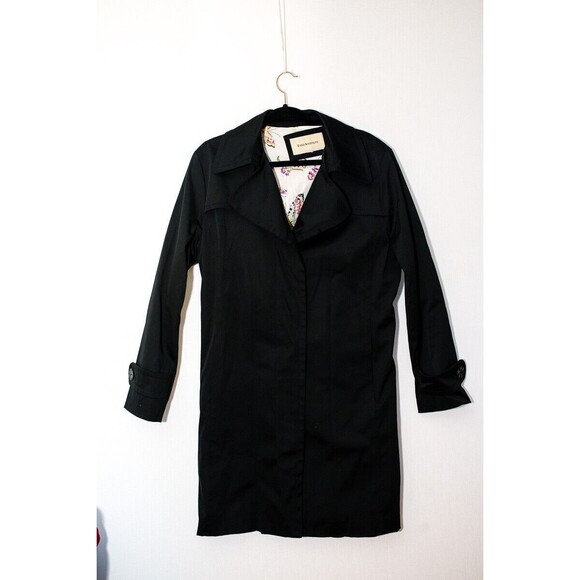 Enzo Angiolini womens black trench rain jacket long S - Picture 1 of 8